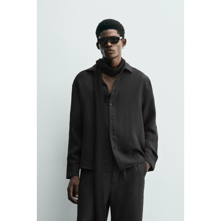 Рубашка в полоску из жаккарда