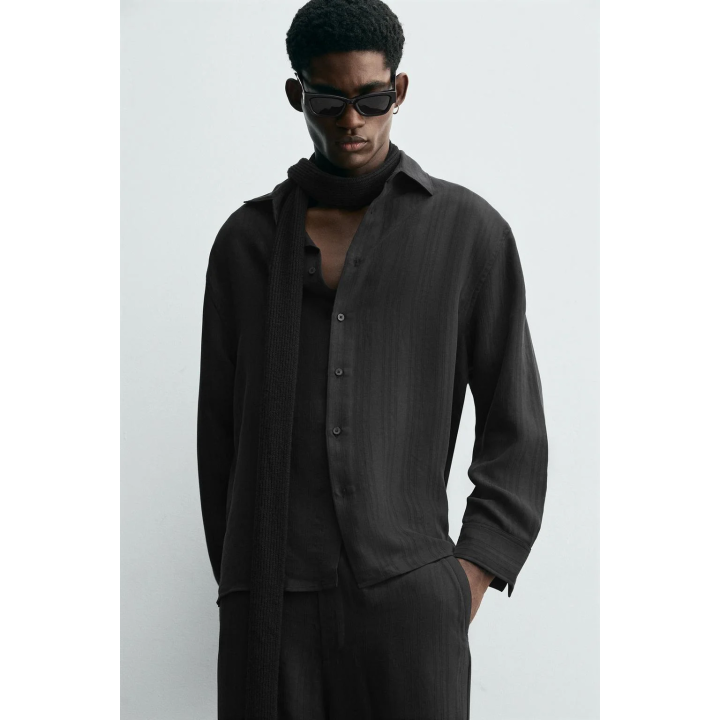 Рубашка в полоску из жаккарда