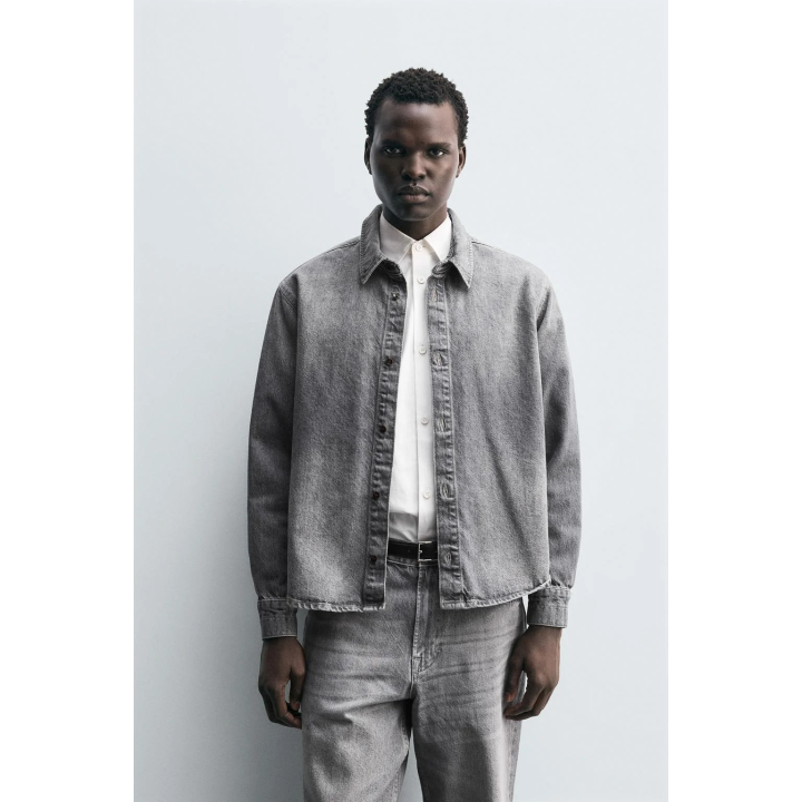 ДЖИНСОВАЯ РУБАШКА С ЭФФЕКТОМ ПОТЕРТОСТИ