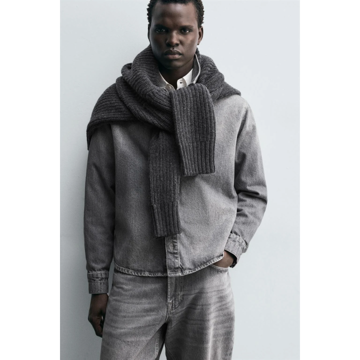 ДЖИНСОВАЯ РУБАШКА С ЭФФЕКТОМ ПОТЕРТОСТИ