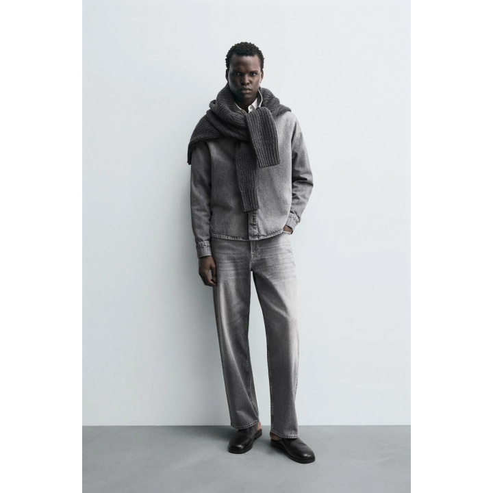 ДЖИНСОВАЯ РУБАШКА С ЭФФЕКТОМ ПОТЕРТОСТИ