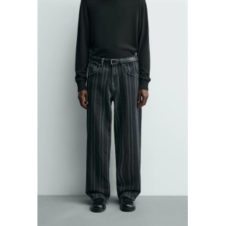 Джинсы в полоску свободного кроя