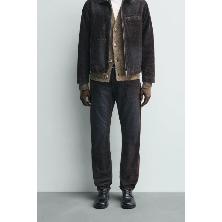 Джинсы со взлетно-посадочным покроем из флокированного бархата