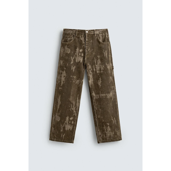 Джинсы свободного кроя с бархатистым покрытием