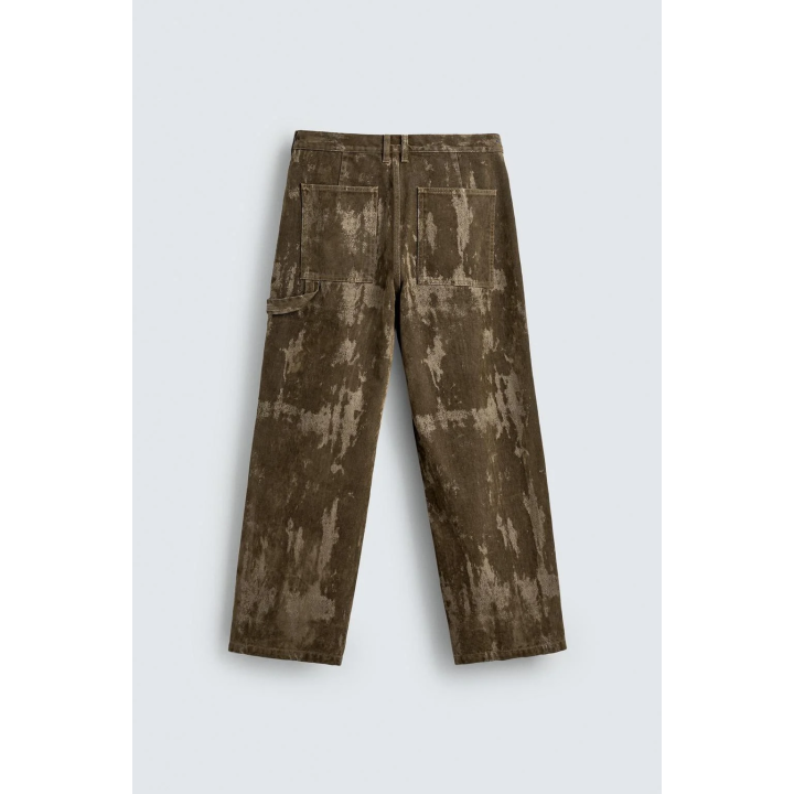 Джинсы свободного кроя с бархатистым покрытием