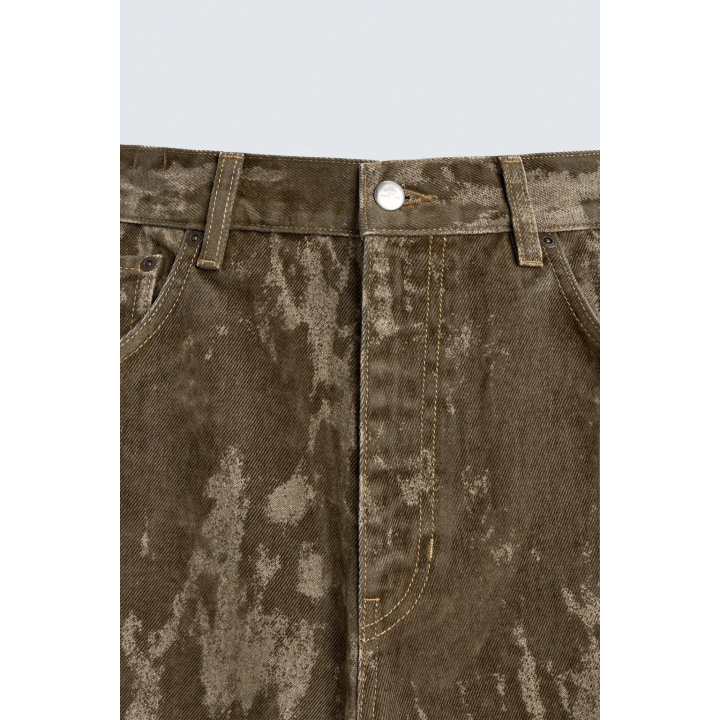 Джинсы свободного кроя с бархатистым покрытием