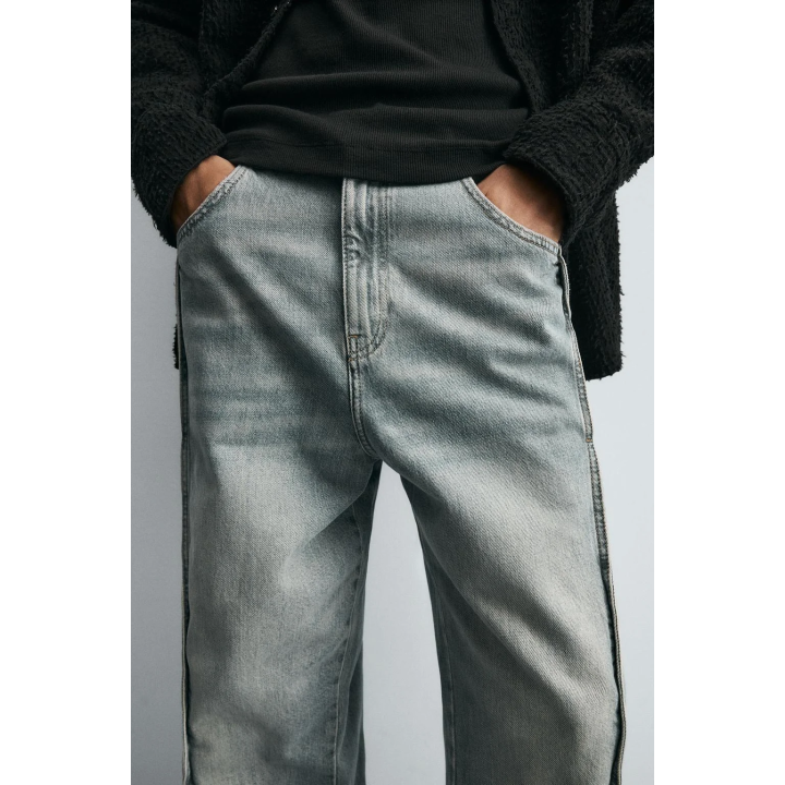 ДЖИНСЫ BAGGY FIT С ДЕКОРАТИВНОЙ СТРОЧКОЙ