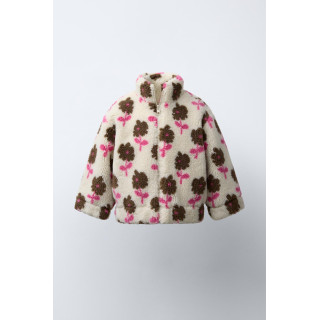 КУРТКА ИЗ ИСКУССТВЕННОЙ ОВЧИНЫ С ЦВЕТОЧНЫМ ПРИНТОМ