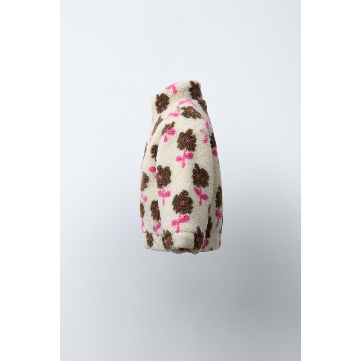 КУРТКА ИЗ ИСКУССТВЕННОЙ ОВЧИНЫ С ЦВЕТОЧНЫМ ПРИНТОМ