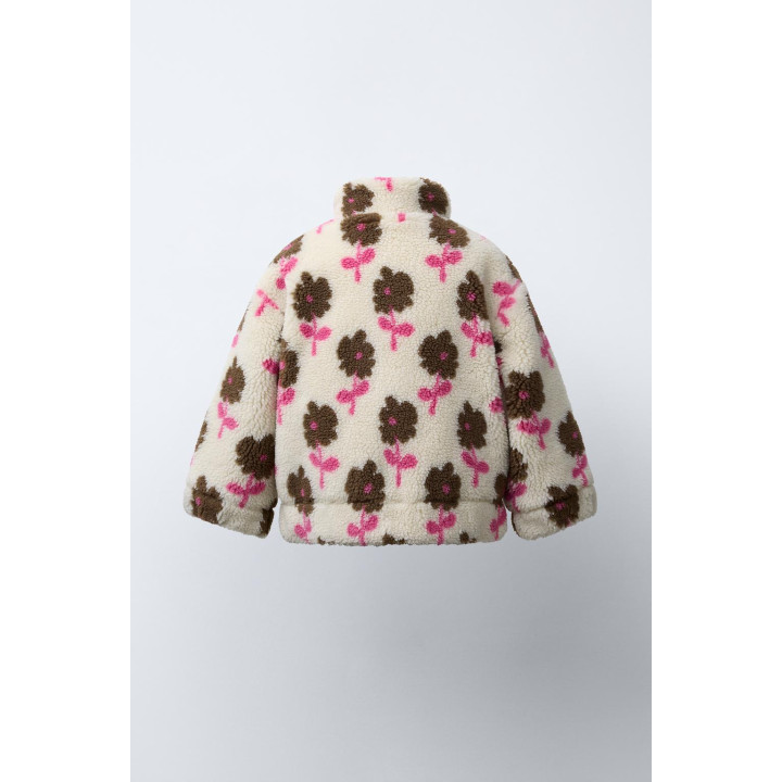 КУРТКА ИЗ ИСКУССТВЕННОЙ ОВЧИНЫ С ЦВЕТОЧНЫМ ПРИНТОМ