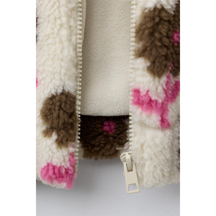 КУРТКА ИЗ ИСКУССТВЕННОЙ ОВЧИНЫ С ЦВЕТОЧНЫМ ПРИНТОМ