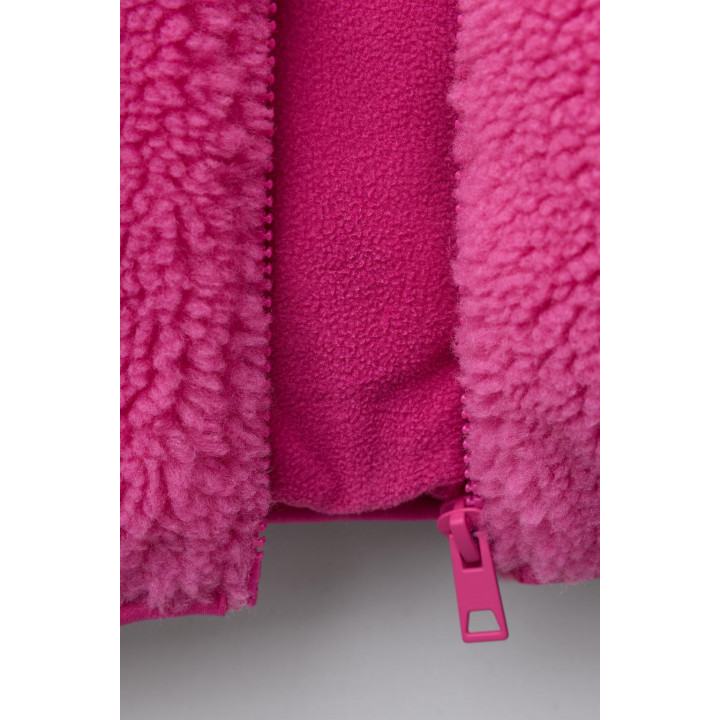 КУРТКА ИЗ ИСКУССТВЕННОЙ ОВЧИНЫ КОЛОР-БЛОК С НАШИВКОЙ