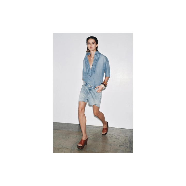 ДЖИНСОВЫЕ ШОРТЫ СО СРЕДНЕЙ ПОСАДКОЙ — ZW COLLECTION