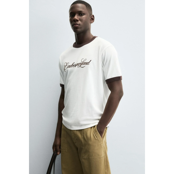 ФУТБОЛКА В РУБЧИК С КОНТРАСТНЫМ ТЕКСТОМ