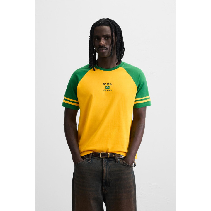 ФУТБОЛКА В СТИЛЕ КОЛОР-БЛОК С ВЫШИВКОЙ