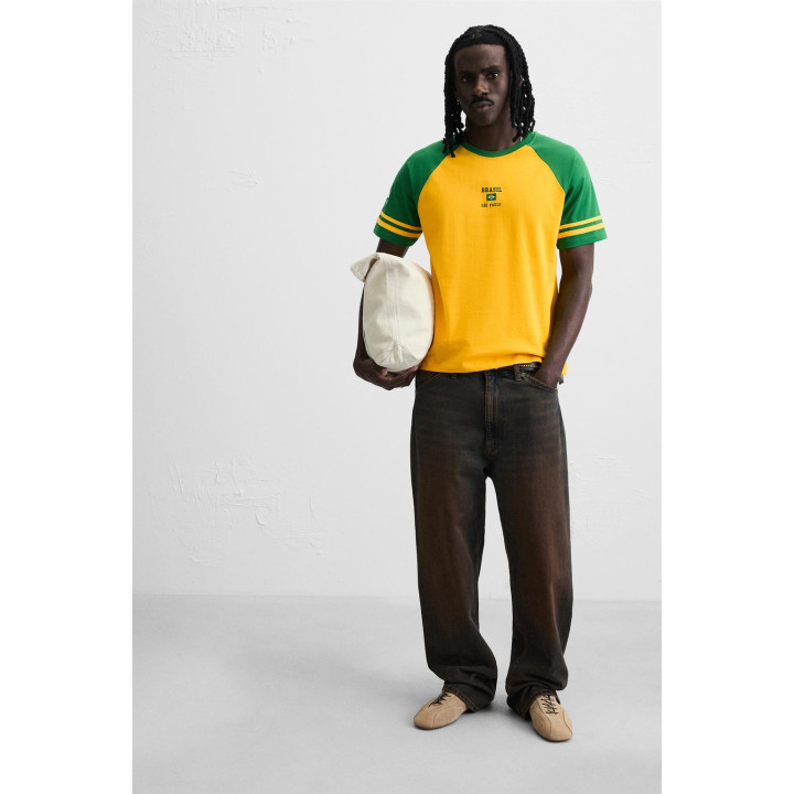 ФУТБОЛКА В СТИЛЕ КОЛОР-БЛОК С ВЫШИВКОЙ