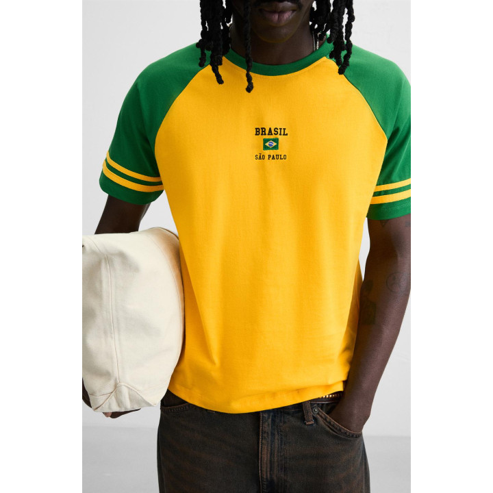 ФУТБОЛКА В СТИЛЕ КОЛОР-БЛОК С ВЫШИВКОЙ