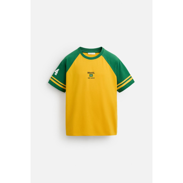 ФУТБОЛКА В СТИЛЕ КОЛОР-БЛОК С ВЫШИВКОЙ