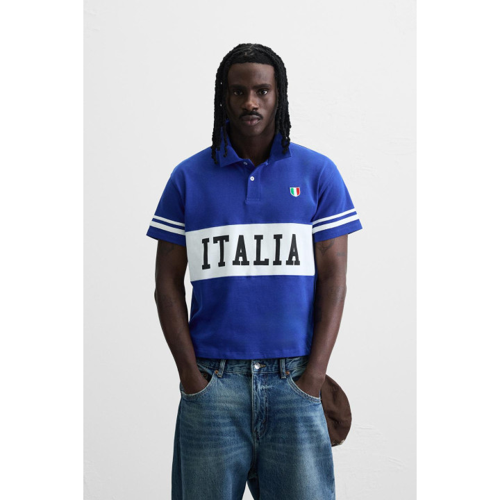 ПОЛО В СТИЛЕ КОЛОР-БЛОК С ПРИНТОМ «ФЛАГ»