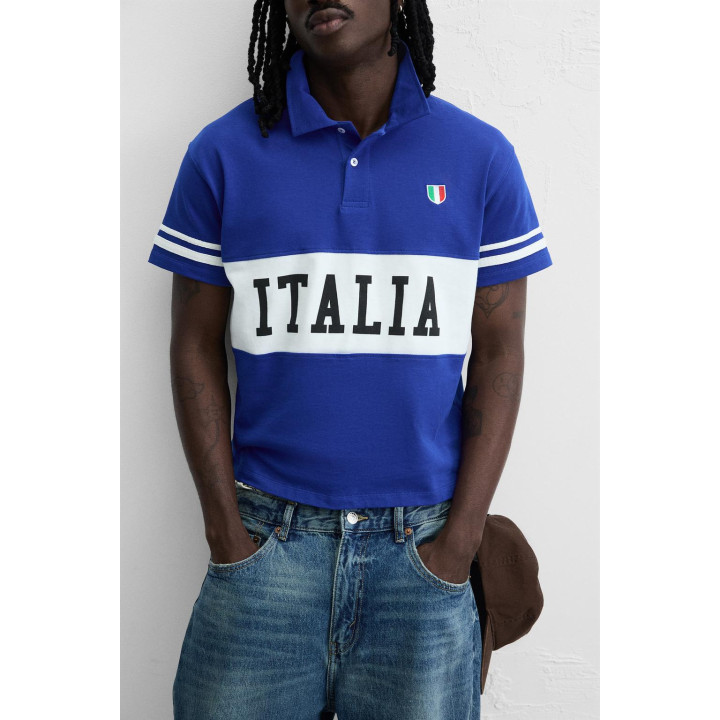 ПОЛО В СТИЛЕ КОЛОР-БЛОК С ПРИНТОМ «ФЛАГ»