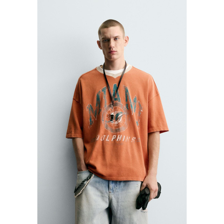 Футболка с текстурой nfl miami dolphins от zara