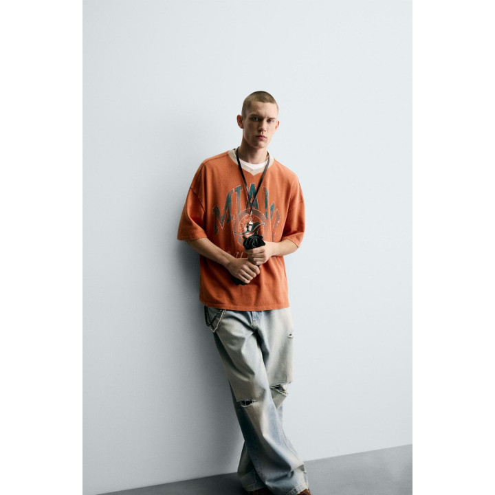 Футболка с текстурой nfl miami dolphins от zara