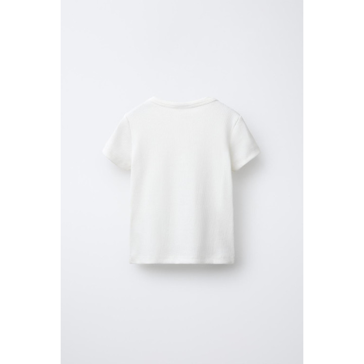 ФУТБОЛКА В РУБЧИК С АППЛИКАЦИЕЙ ИЗ ДРАГОЦЕННОСТЕЙ