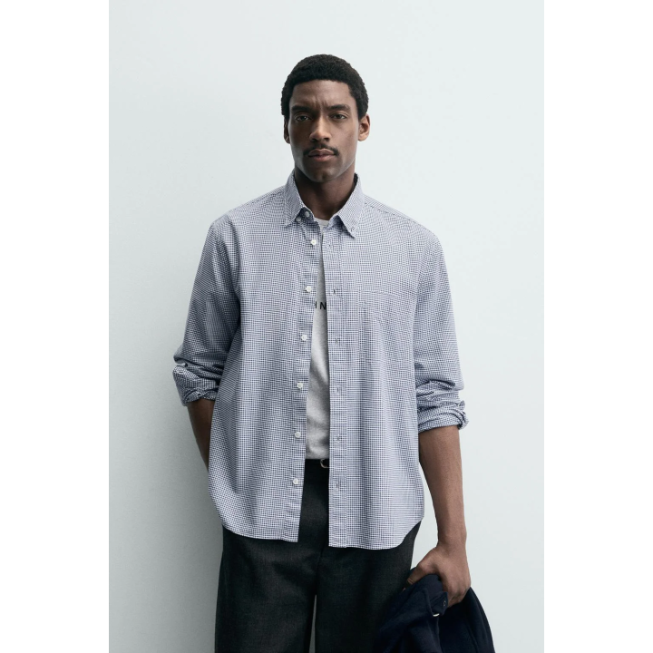 РУБАШКА В КЛЕТКУ ИЗ РЕЛЬЕФНОЙ ТКАНИ