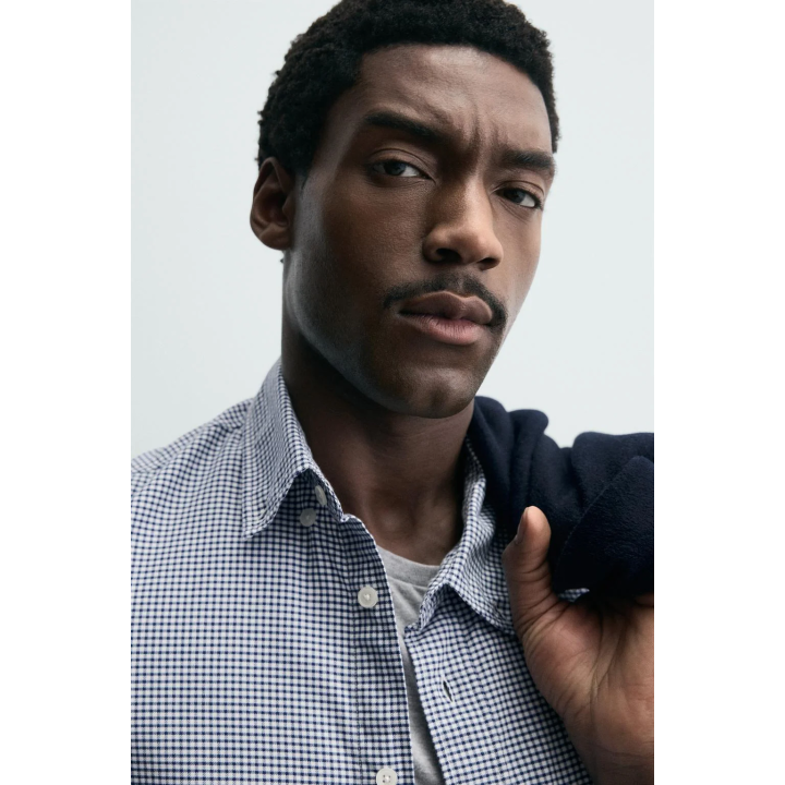 РУБАШКА В КЛЕТКУ ИЗ РЕЛЬЕФНОЙ ТКАНИ