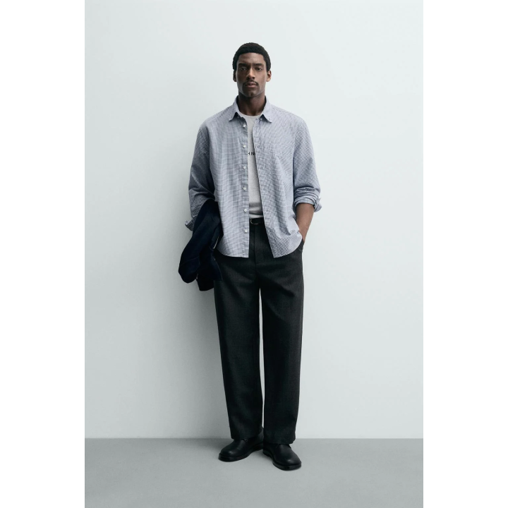 РУБАШКА В КЛЕТКУ ИЗ РЕЛЬЕФНОЙ ТКАНИ