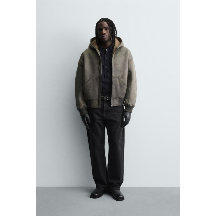 ДУБЛЕНКА ИЗ ИСКУССТВЕННОЙ КОЖИ С ЭФФЕКТОМ ПОТЕРТОСТИ