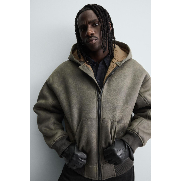 ДУБЛЕНКА ИЗ ИСКУССТВЕННОЙ КОЖИ С ЭФФЕКТОМ ПОТЕРТОСТИ