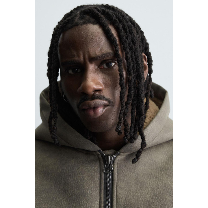 ДУБЛЕНКА ИЗ ИСКУССТВЕННОЙ КОЖИ С ЭФФЕКТОМ ПОТЕРТОСТИ