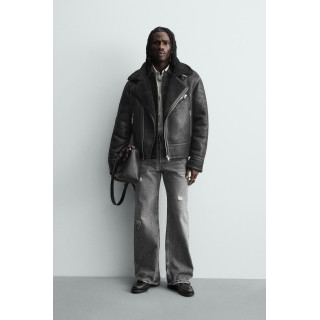 Кожаная куртка с эффектом двойной отделки