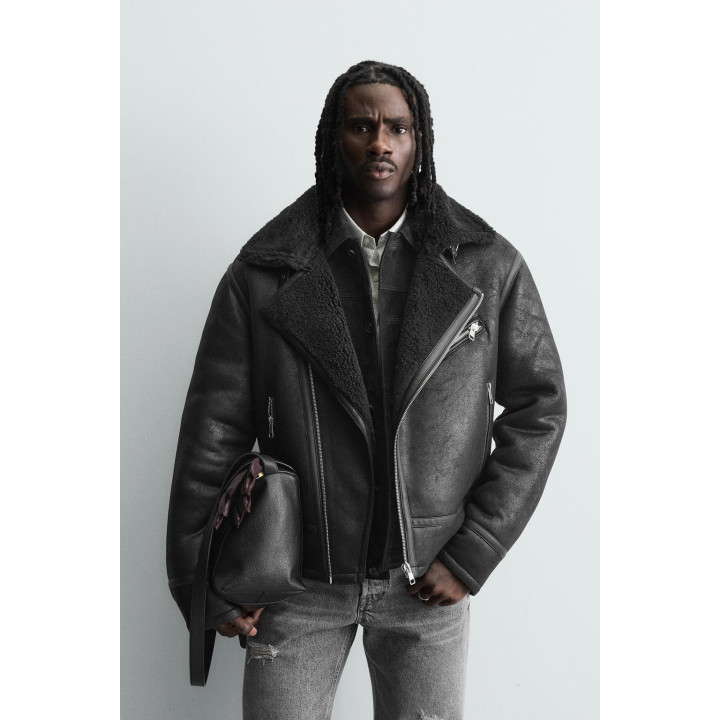 Кожаная куртка с эффектом двойной отделки