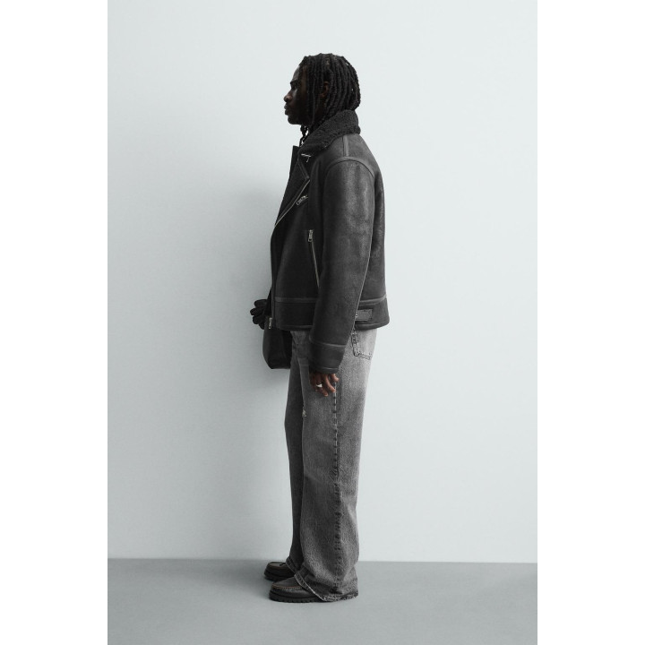 Кожаная куртка с эффектом двойной отделки