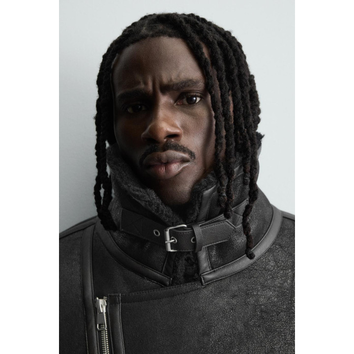 Кожаная куртка с эффектом двойной отделки