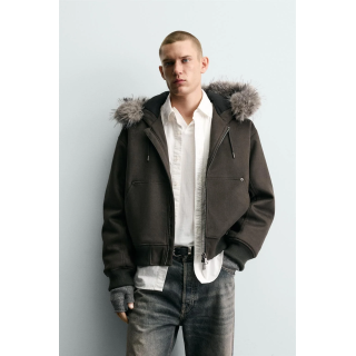 СТЕГАНАЯ КУРТКА С ЭФФЕКТОМ ЗАМШИ