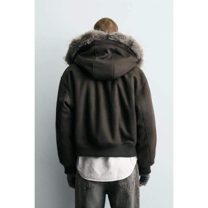 СТЕГАНАЯ КУРТКА С ЭФФЕКТОМ ЗАМШИ