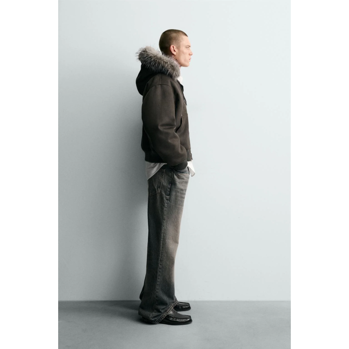 СТЕГАНАЯ КУРТКА С ЭФФЕКТОМ ЗАМШИ