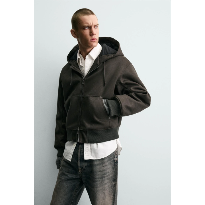 СТЕГАНАЯ КУРТКА С ЭФФЕКТОМ ЗАМШИ