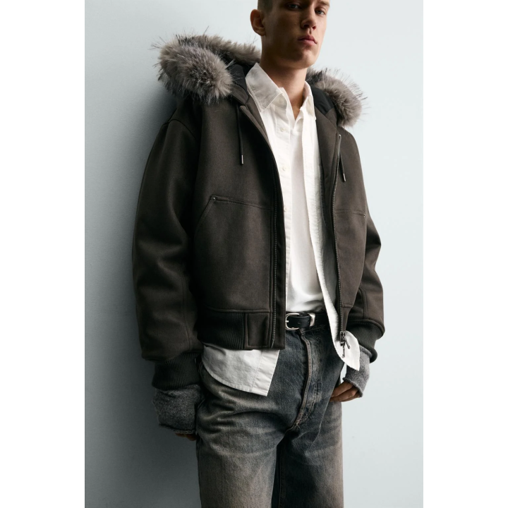 СТЕГАНАЯ КУРТКА С ЭФФЕКТОМ ЗАМШИ