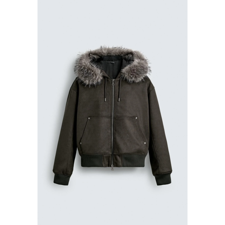 СТЕГАНАЯ КУРТКА С ЭФФЕКТОМ ЗАМШИ