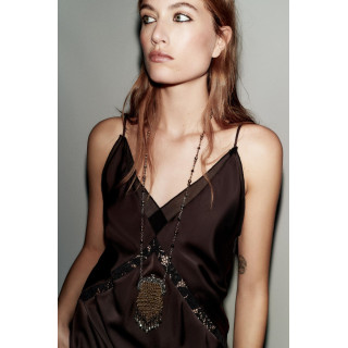 ОЖЕРЕЛЬЕ С ПОДВЕСКОЙ «СУМОЧКА» И СТРАЗАМИ