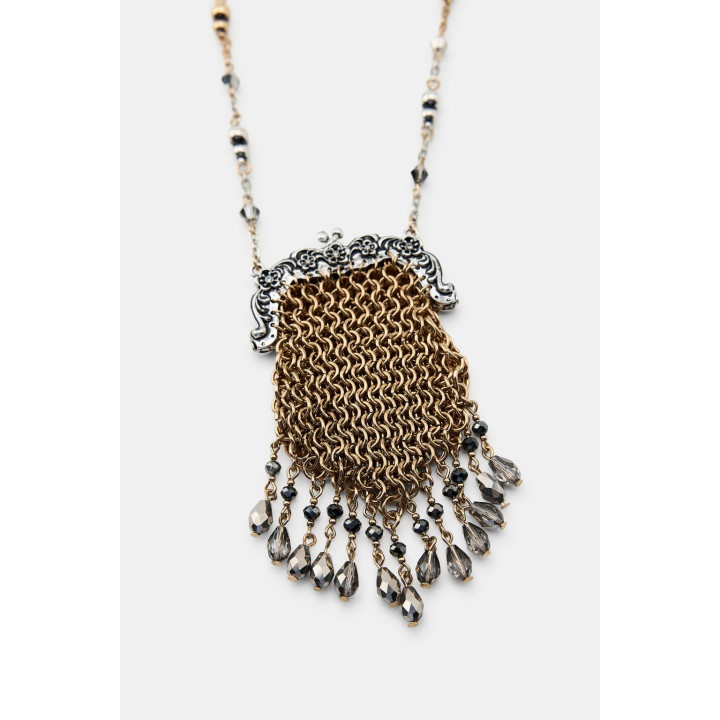 ОЖЕРЕЛЬЕ С ПОДВЕСКОЙ «СУМОЧКА» И СТРАЗАМИ