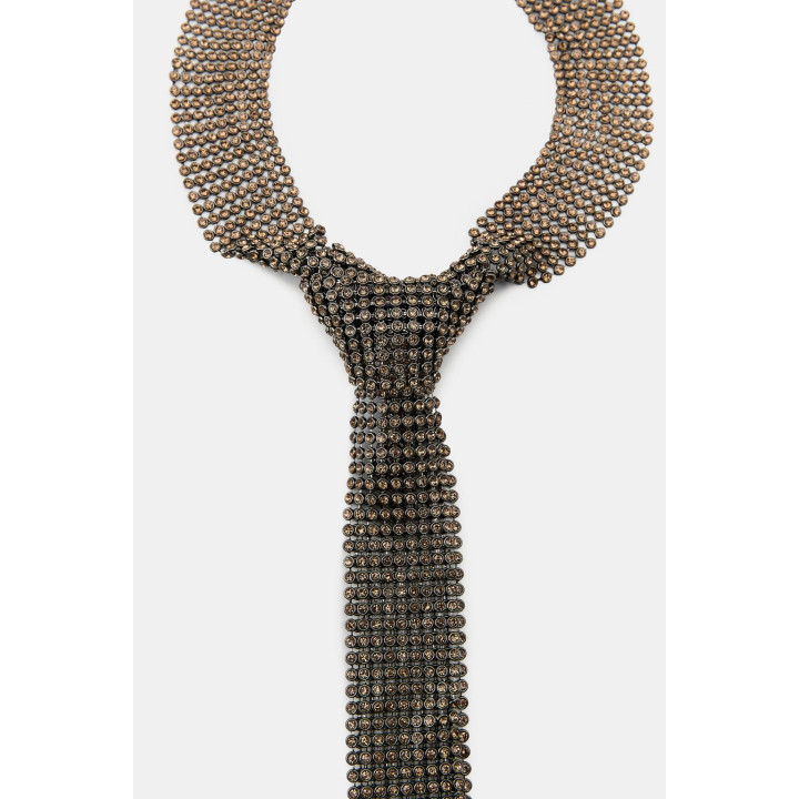 МЕТАЛЛИЧЕСКОЕ ОЖЕРЕЛЬЕ-ГАЛСТУК СО СТРАЗАМИ