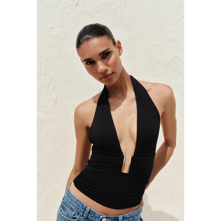 ТОП С ДРАПИРОВКОЙ И ГОРЛОВИНОЙ ХАЛТЕР