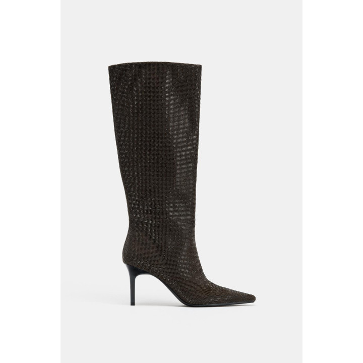 ВЫСОКИЕ САПОГИ НА КАБЛУКЕ СО СТРАЗАМИ