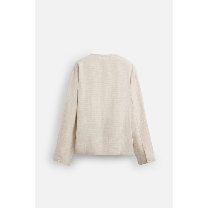 РУБАШКА-ПОЛО ИЗ ЛЬНЯНОЙ СМЕСИ С РЕЛЬЕФНЫМ УЗОРОМ