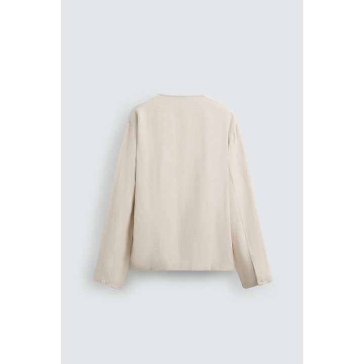 РУБАШКА-ПОЛО ИЗ ЛЬНЯНОЙ СМЕСИ С РЕЛЬЕФНЫМ УЗОРОМ